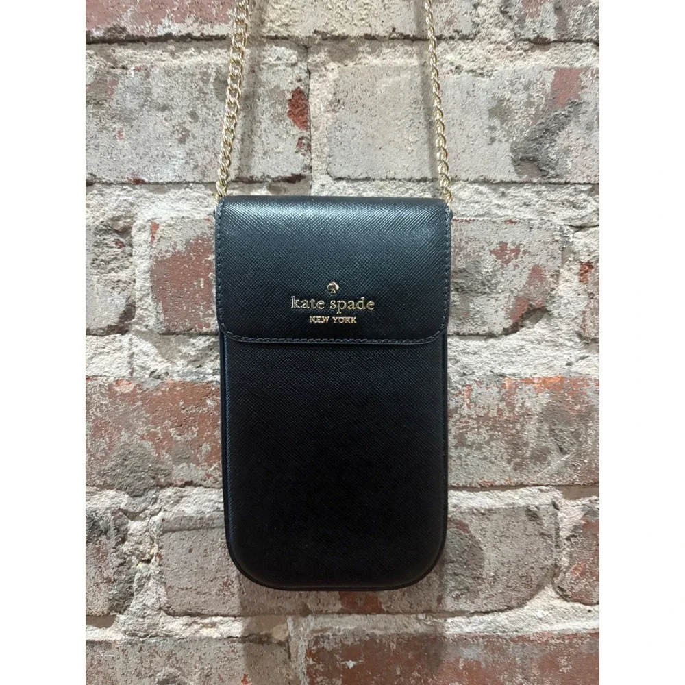 NWOT Kate Spade Madison Black Saffiano Leather Phone Crossbody Bag KK152
